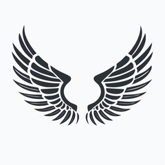 Detailed pair of wings design features a vintage tattoo style suitable for logos, icons and apparel designs with symbolic freedom.