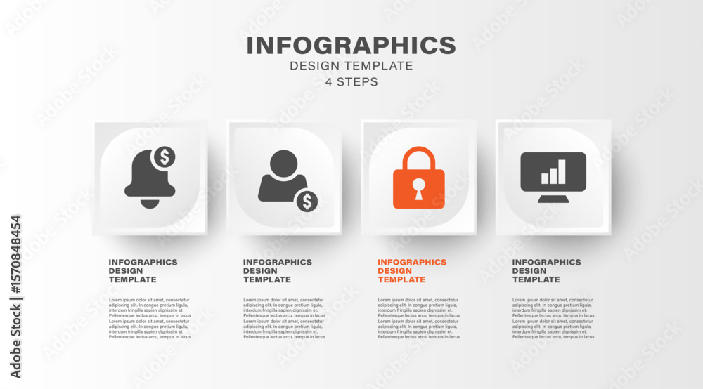 Poster modern infographic template with 4 steps or options. business infographic layout with icons and text