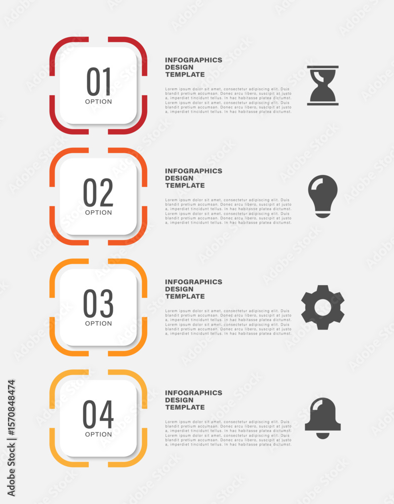Poster minimalistic vertical infographic template. four steps or processes business infographic layout with