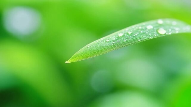 Dewdrop on a vibrant green leaf