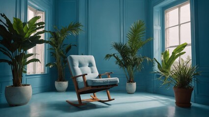 Obraz premium lounge chairs in a hotel with green pots