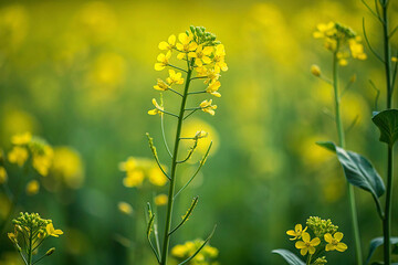 Yellow Mustard Flower Field Photography &ndash; Blooming Rapeseed Nature Background