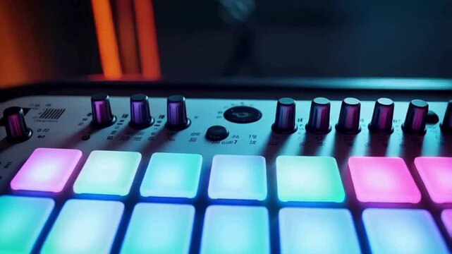 Illuminated Music Production MIDI Controller Close-Up