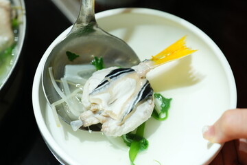 Traditional Korean Puffer Fish Soup (Bokjiri) at Surim Bokguk Restaurant in Seoul