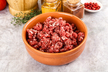 Raw beef minced meat for cooking