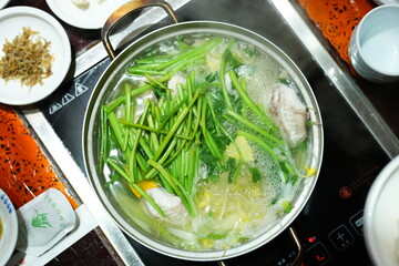 Traditional Korean Puffer Fish Soup (Bokjiri) at Surim Bokguk Restaurant in Seoul