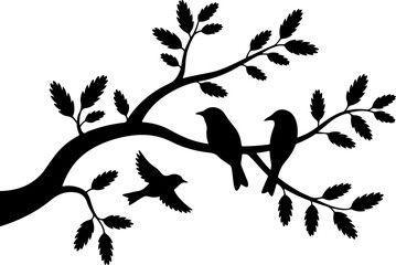  Birds and Trees Silhouette | Peaceful Nature Scene Vector