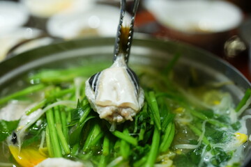 Traditional Korean Puffer Fish Soup (Bokjiri) at Surim Bokguk Restaurant in Seoul