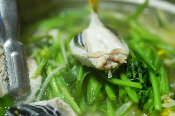 Traditional Korean Puffer Fish Soup (Bokjiri) at Surim Bokguk Restaurant in Seoul