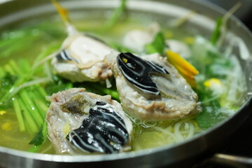 Traditional Korean Puffer Fish Soup (Bokjiri) at Surim Bokguk Restaurant in Seoul