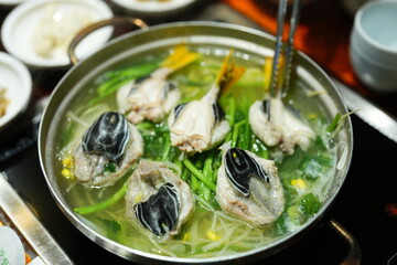Traditional Korean Puffer Fish Soup (Bokjiri) at Surim Bokguk Restaurant in Seoul