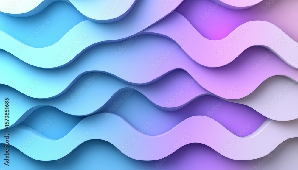 Poster sky blue to violet gradient wave texture pattern in light 3d style for abstract background