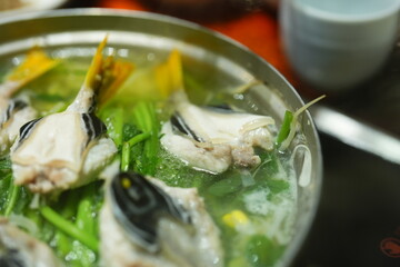 Traditional Korean Puffer Fish Soup (Bokjiri) at Surim Bokguk Restaurant in Seoul