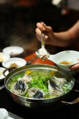 Traditional Korean Puffer Fish Soup (Bokjiri) at Surim Bokguk Restaurant in Seoul
