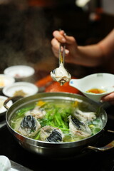 Traditional Korean Puffer Fish Soup (Bokjiri) at Surim Bokguk Restaurant in Seoul