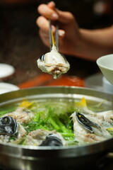 Traditional Korean Puffer Fish Soup (Bokjiri) at Surim Bokguk Restaurant in Seoul