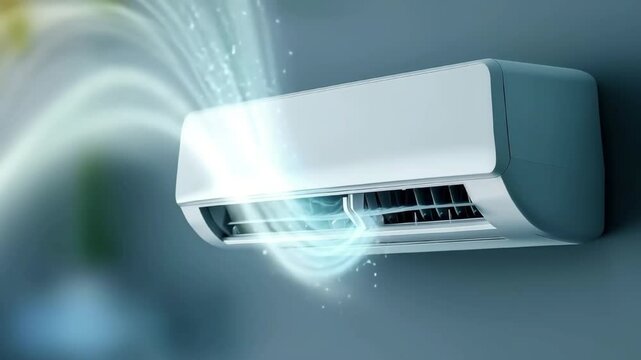 Air conditioning unit with cool air flow. Modern design and technology. Suitable for home or office use. Energy-efficient cooling system.