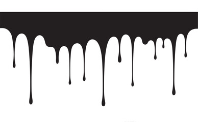 Vector art of black paint dripping down, isolated on white background