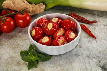 Sweet piquant cherry pepper stuffed cheese