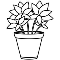 Flower Pot line art vector
