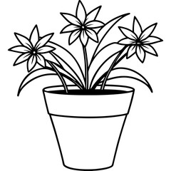 Flower Pot line art vector