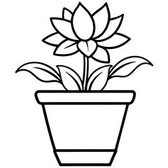 Flower Pot line art vector