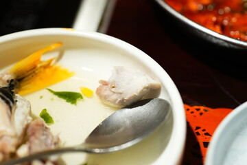 Traditional Korean Puffer Fish Soup (Bokjiri) at Surim Bokguk Restaurant in Seoul
