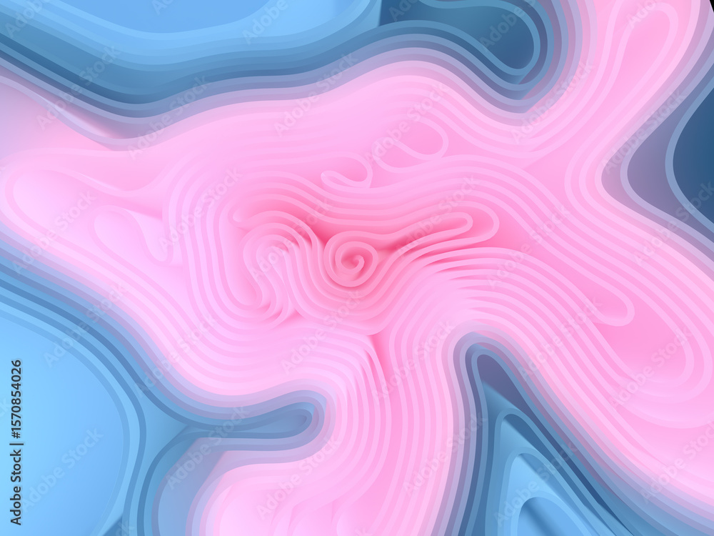 Fototapete illustration of wavy lines that flow together in a hypnotic rhythm. 3d rendering