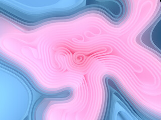 Illustration of wavy lines that flow together in a hypnotic rhythm. 3d rendering