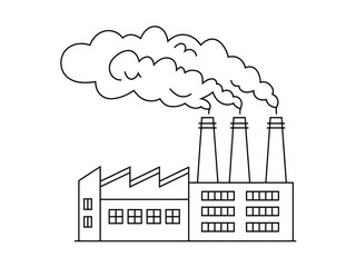 Obraz premium A simple black and white line drawing of an industrial factory building