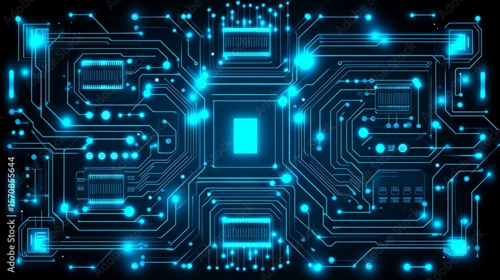Aufkleber futuristic motherboard design illustration with advanced digital circuits and data flow elements