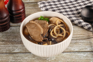 Japanese Ramen soup with duck