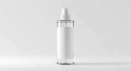 Minimalist Spray Bottle Mockup for Personal Care Products on White Background, Clean Product Presentation, Mockup for Brand Presentation