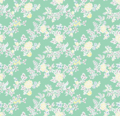 Classic Flower Pattern for Digital Textile Printing