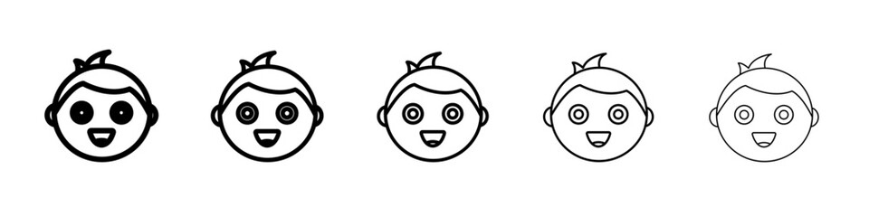 Happy boy face icon outline simple illustration isolated