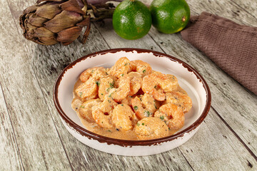 Prawn in white cream sauce