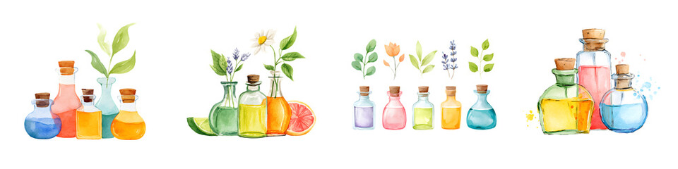 Essential Oil Bottles: Watercolor Aromatherapy Collection