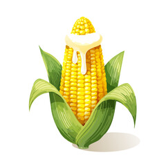 Obraz premium Delicious Corn on the Cob with Melting Butter - Vector Illustration