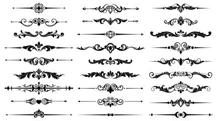 Collection of Ornamental Text Dividers and Flourish Lines Vector Set 2