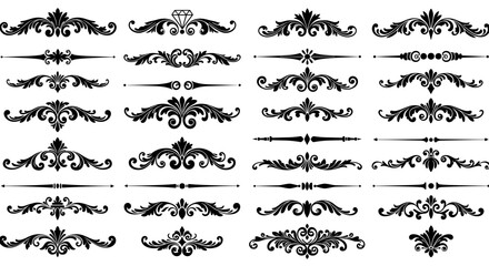 Collection of Ornamental Text Dividers and Flourish Lines Vector Set 16