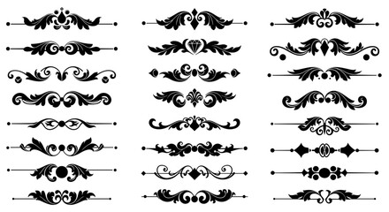 Collection of Ornamental Text Dividers and Flourish Lines Vector Set 13