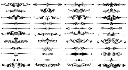 Collection of Ornamental Text Dividers and Flourish Lines Vector Set 15