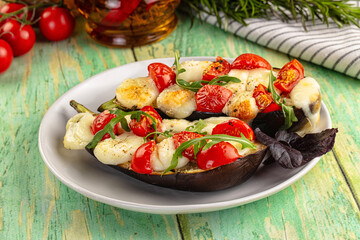 Baked eggplant with cherry and mozzarella
