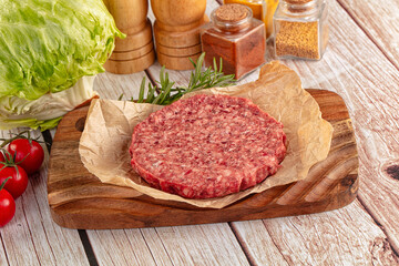 Raw beef cutlet for burger