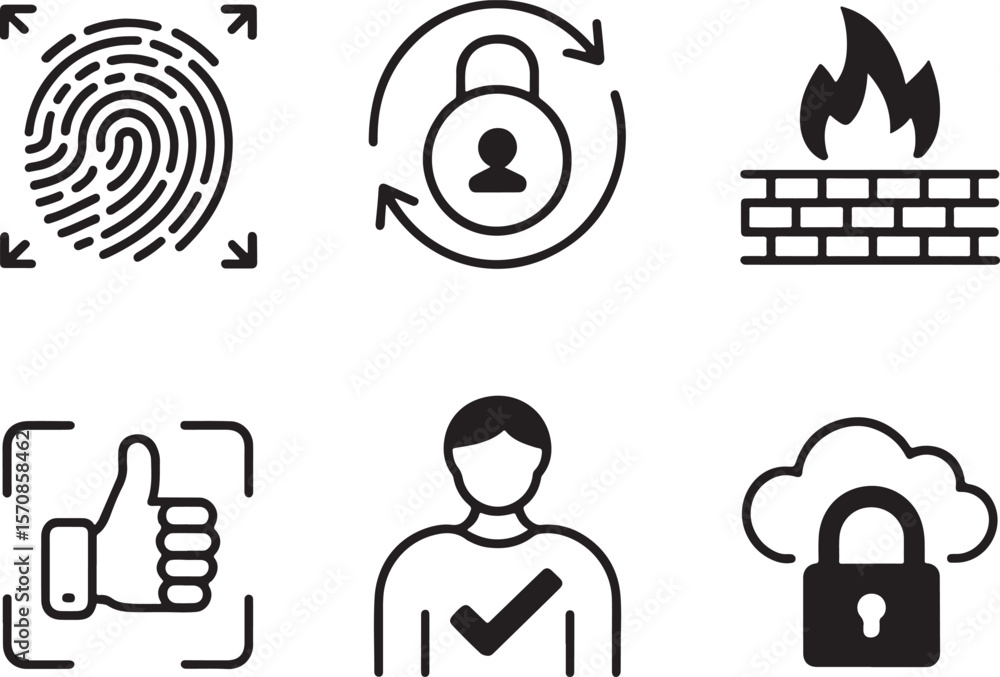 Poster digital security and identity verification emphasizing data protection, authentication, and system i