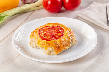 Chicken chop cutlet with cheese and tomato