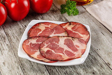 Italian Cured pork neck slices