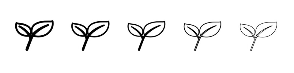 Leaves icon outline simple illustration isolated