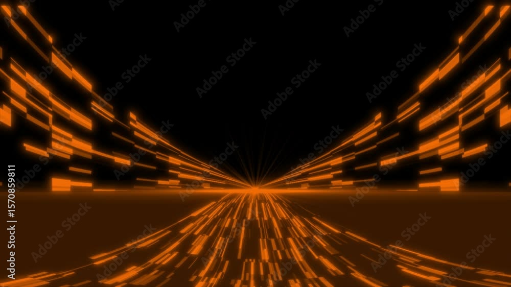 Poster orange color shiny 3d flowing abstract big data sci-fi hi-tech design technology background