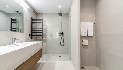 Modern bathroom interior with minimalistic shower 